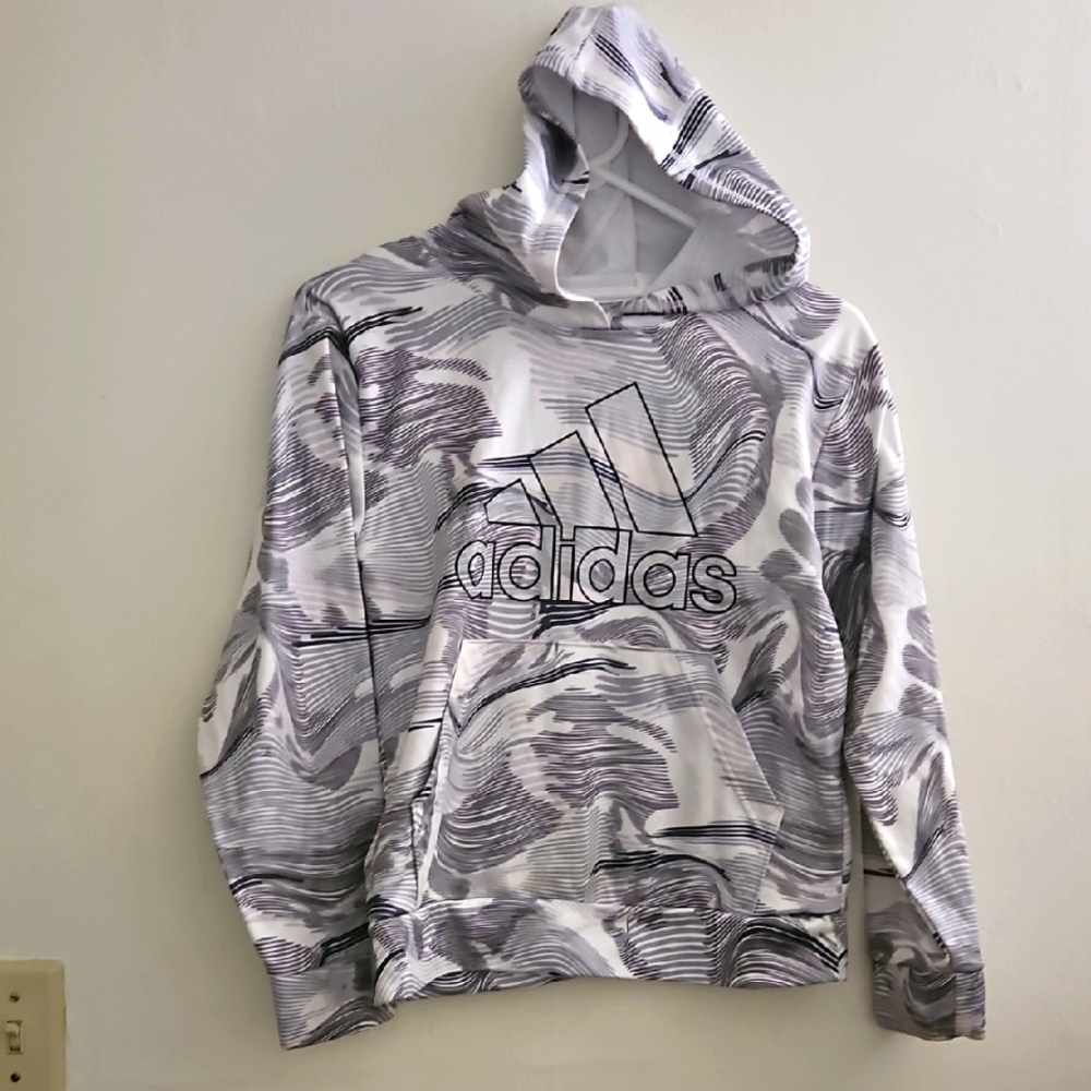 Adidas 10/12 White and Gray‎ Hoodie